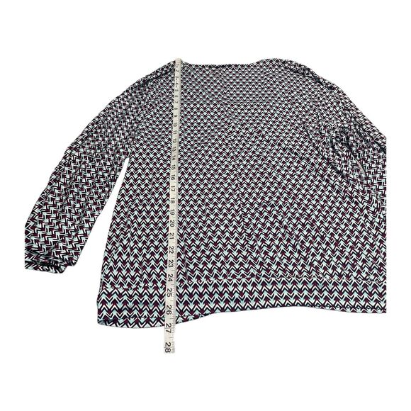 Lascana Blouse Top Women's 8/10 Multicolor Chevron Viscose V-Neck Flare Sleeve - Picture 5 of 8